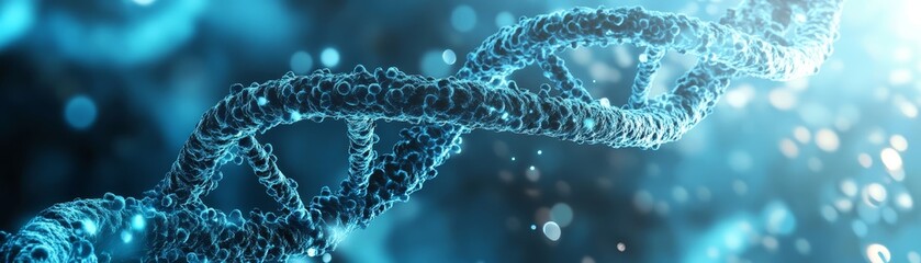 Abstract Blue DNA Double Helix Molecular Structure