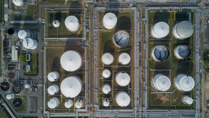 Aerial view Oil and Gas refinery plant Industrial petrochemical industry, Oil and gas refinery...