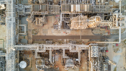Aerial view Oil and Gas refinery plant Industrial petrochemical industry, Oil and gas refinery...