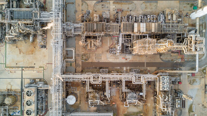 Aerial view Oil and Gas refinery plant Industrial petrochemical industry, Oil and gas refinery...