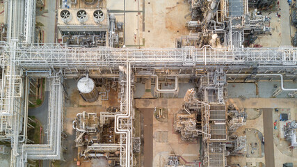 Aerial view Oil and Gas refinery plant Industrial petrochemical industry, Oil and gas refinery...