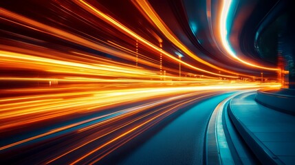 Abstract Speed Light Trails in City Tunnel
