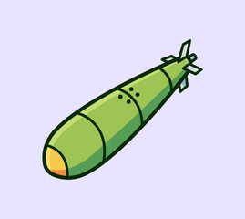 Cartoon Vector Illustration of a Green Cartoon Bomb with a Rounded Nose, Ideal for Fun Designs Related to Warfare, Adventure, and Cartoon Themes