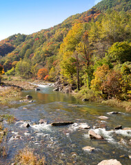 Fresh water of autumnal Danyangcheon Creek near Danyang-gun, South Korea