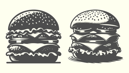 Silhouette of hamburger. Clean hamburger vector silhouette, perfect for fast food branding and modern designs.