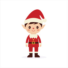 Elf with a Christmas Sant Claus dress illustration