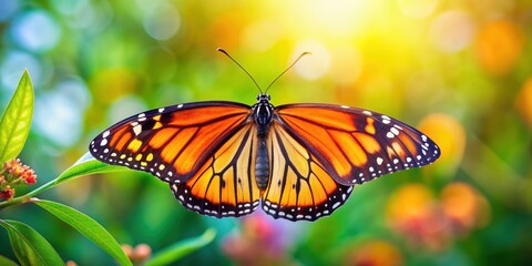 Fototapeta premium Vibrant and delicate monarch butterfly with intricate patterns on its wings, beauty, insect, nature, colorful, wings