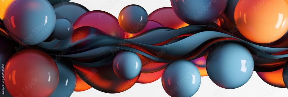 Aufkleber abstract 3d illustration of modern wallpaper with geometric shapes and vibrant colors. complex patte