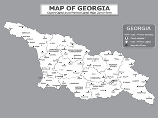 Political map. Political map of country with capital, province or state capital, major cities and town.