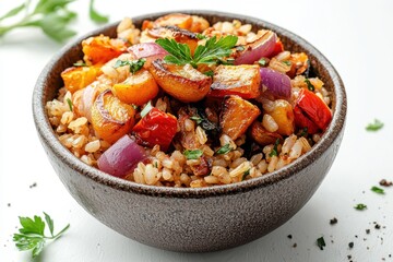 Fototapeta premium Brown Rice with Roasted Vegetables.