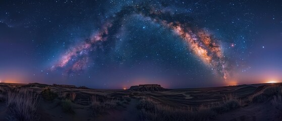 Stunning Milky Way Over a Desert Landscape at Night