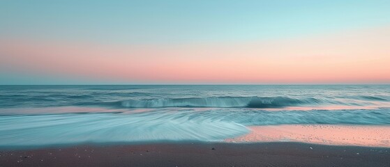 Serene Ocean Sunset with Soft Waves and Gentle Colors