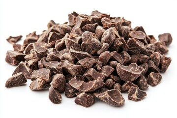 Obraz premium Chocolate Chunks on White Background.