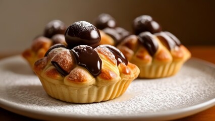  Delicious chocolatecovered pastries on a plate