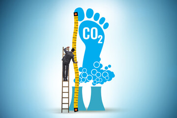 Carbon footprint concept with pollution