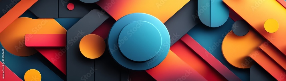 Poster abstract geometric shapes background colorful design with circles and rectangles