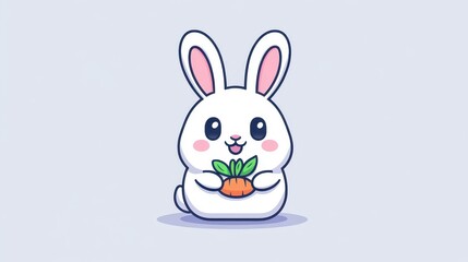 Obraz premium This vector art showcases a charming rabbit with a carrot, highlighting a clean, minimalistic design full of personality.