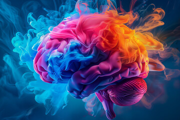 Obraz premium Vibrant human brain creative smoke colorful