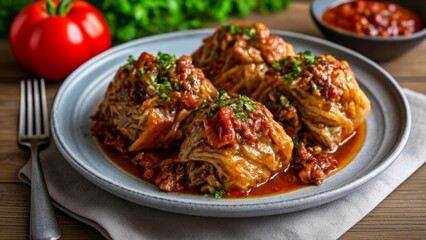 Fototapeta premium Delicious stuffed peppers ready to be savored