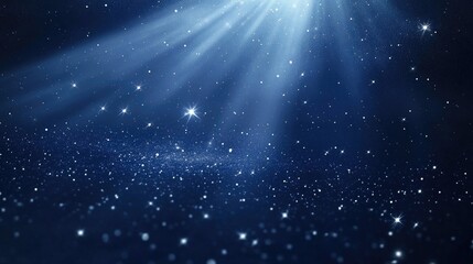 Fototapeta premium Elegant tiny stars shining in the sky, scattered gracefully against a dynamic, realistic background of deep blue hues and soft moonlight