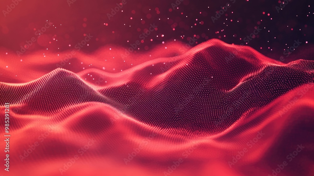 Aufkleber abstract red particles and shapes blending into a smooth red gradient, creating a sense of movement 