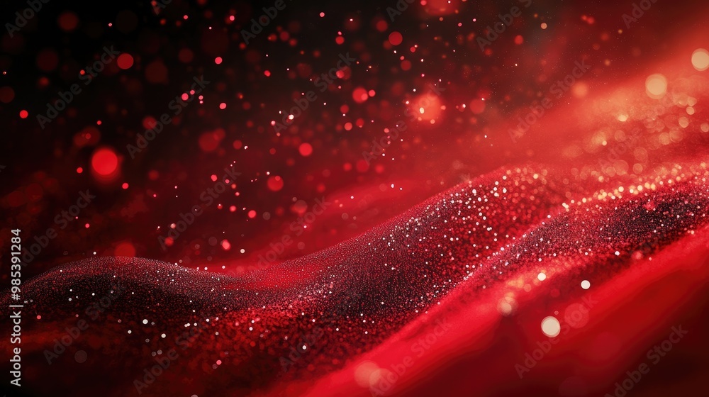 Aufkleber abstract red particles and shapes blending into a smooth red gradient, creating a sense of movement 