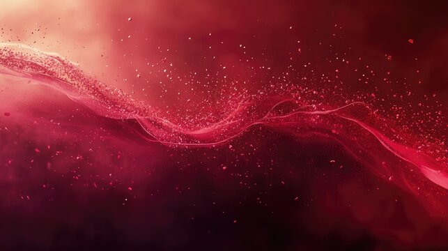 Abstract red particles and shapes blending into a smooth red gradient, creating a sense of movement and depth