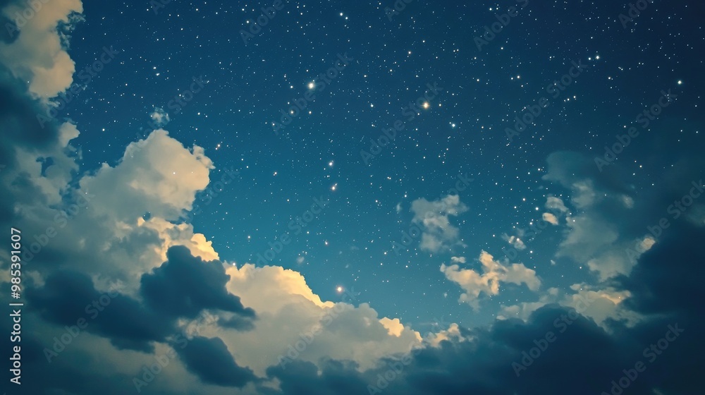Poster tiny stars sparkling across the evening sky, creating a beautiful, elegant display against a realist
