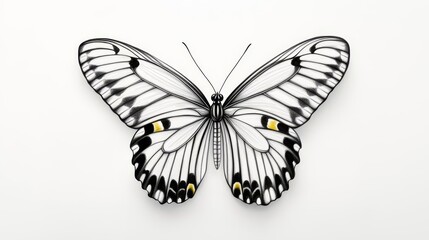 Close-up of a butterfly's wings pencil sketch, with fine details and textured shading on a smooth paper background, creating a sense of realism and depth in the hand-drawn art