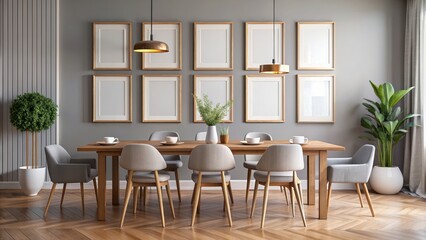 Fototapeta premium Dining room wall art frame display mockup , home decor, interior design, gallery wall, modern, elegant