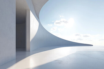 Abstract 3D rendering minimalist style architectural space scene