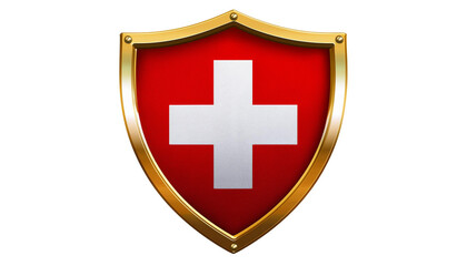 Switzerland flag shield isolated on white background 