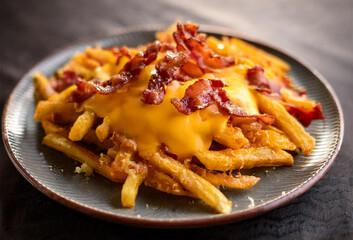 French Fries with Cheese and bacon-bite