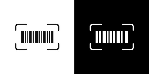 Bar code scanner icon Flat vector set outline