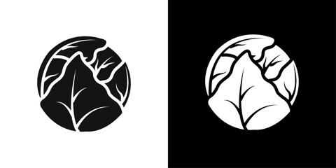 Brussels sprouts Cabbage icon Flat vector set outline