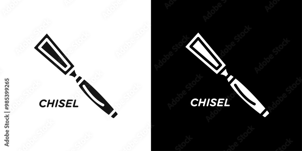 Poster chisel icon flat vector set outline