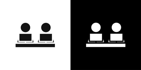 Coworking icon Flat vector set outline