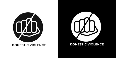Domestic violence icon Flat vector set outline