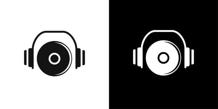 Dj icon Flat vector set outline