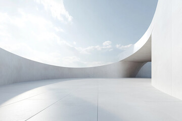 Abstract 3D rendering minimalist style architectural space scene