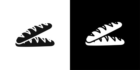 French bread icon Flat vector set outline