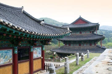 Gimje-si, Jeollabuk-do, South Korea - May 17, 2018: Jeogmyeolbogung(Shrine for Sakyamuni Buddha's Sarira) and Mireukjeon Hall(National treasure No 62) at Geumsansa Temple