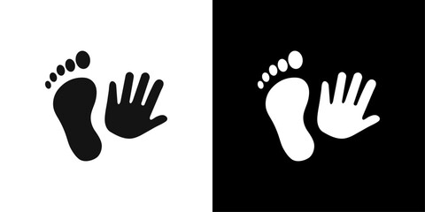 hand and foot icon Flat vector set outline