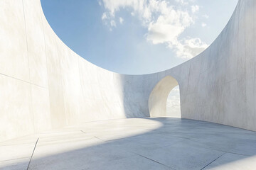 Abstract 3D rendering minimalist style architectural space scene