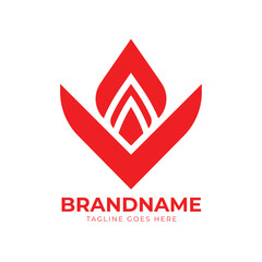 Simple and Modern Letter V Logo With Flower Bud Shape Template