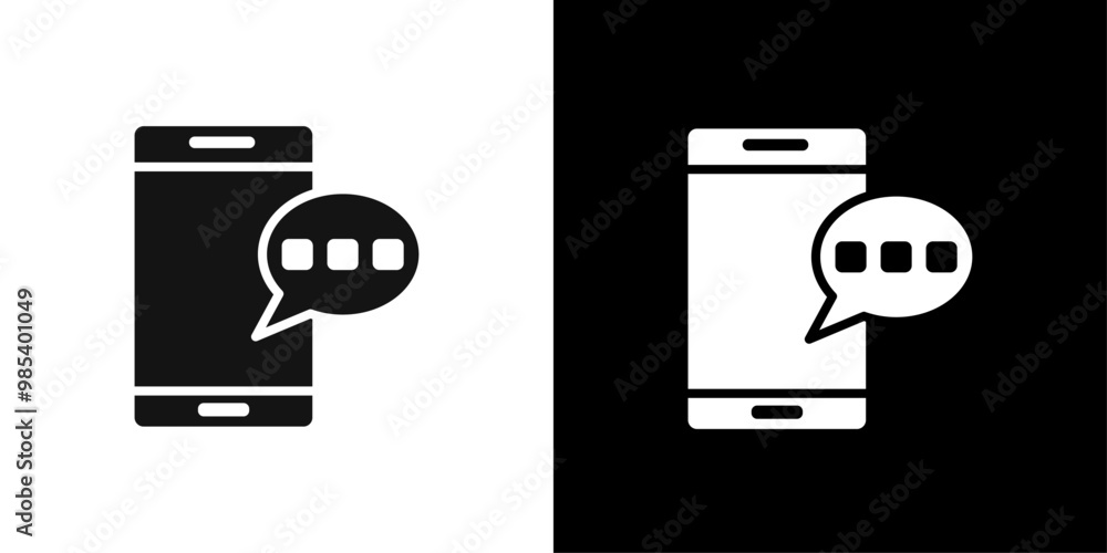 Aufkleber message phone icon flat vector set outline