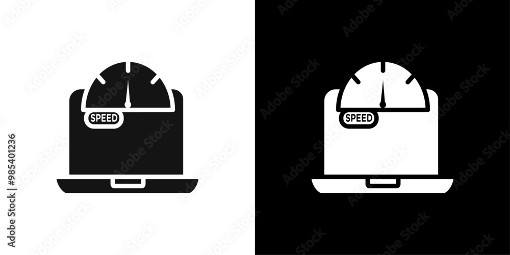 Poster network speed test icon flat vector set outline