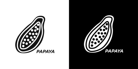 Papaya icon Flat vector set outline