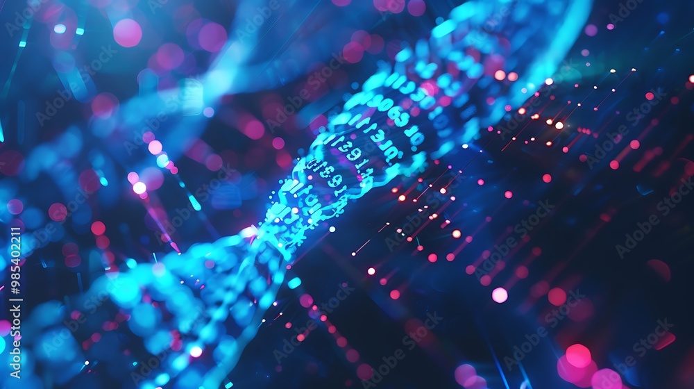 Poster abstract digital data flow with glowing lines and numbers. this image represents the complexity of d