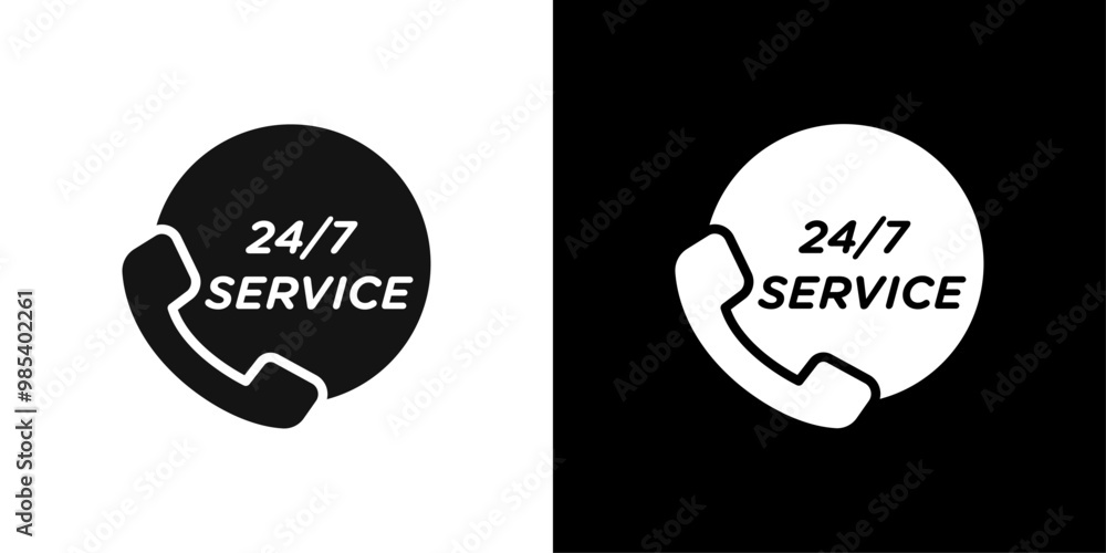 Poster support call service icon flat vector set outline